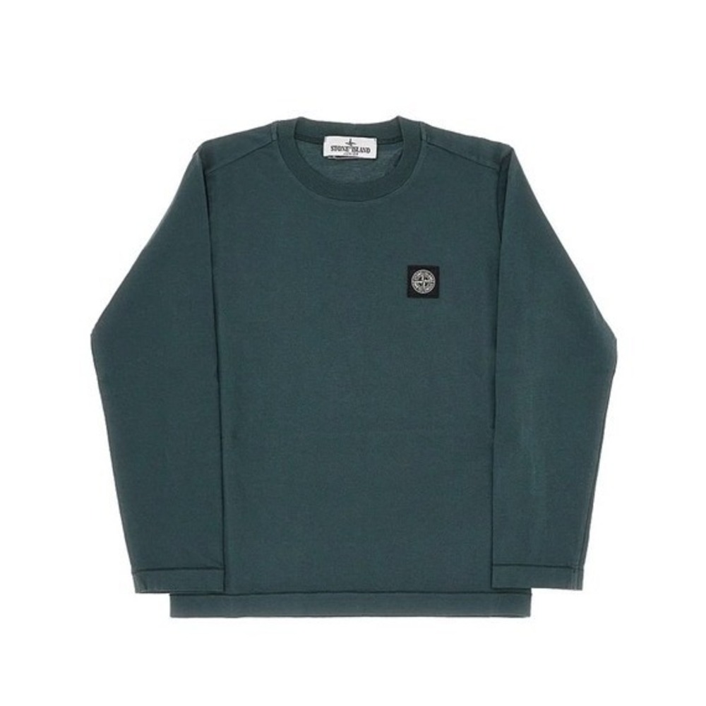 Stone Island Long Sleeve T-Shirt Compass Patch Green/Blue Medium
